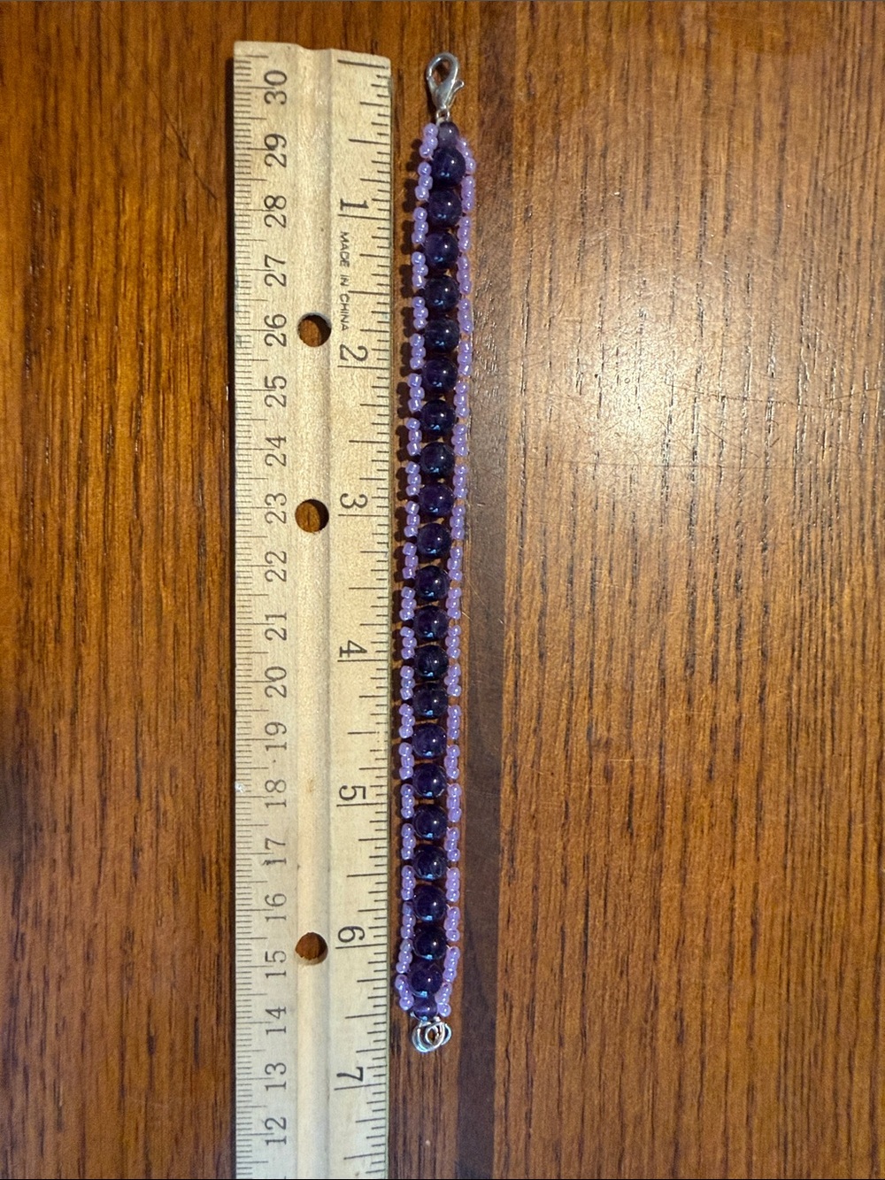 Handmade Amethyst silver beaded bracelet